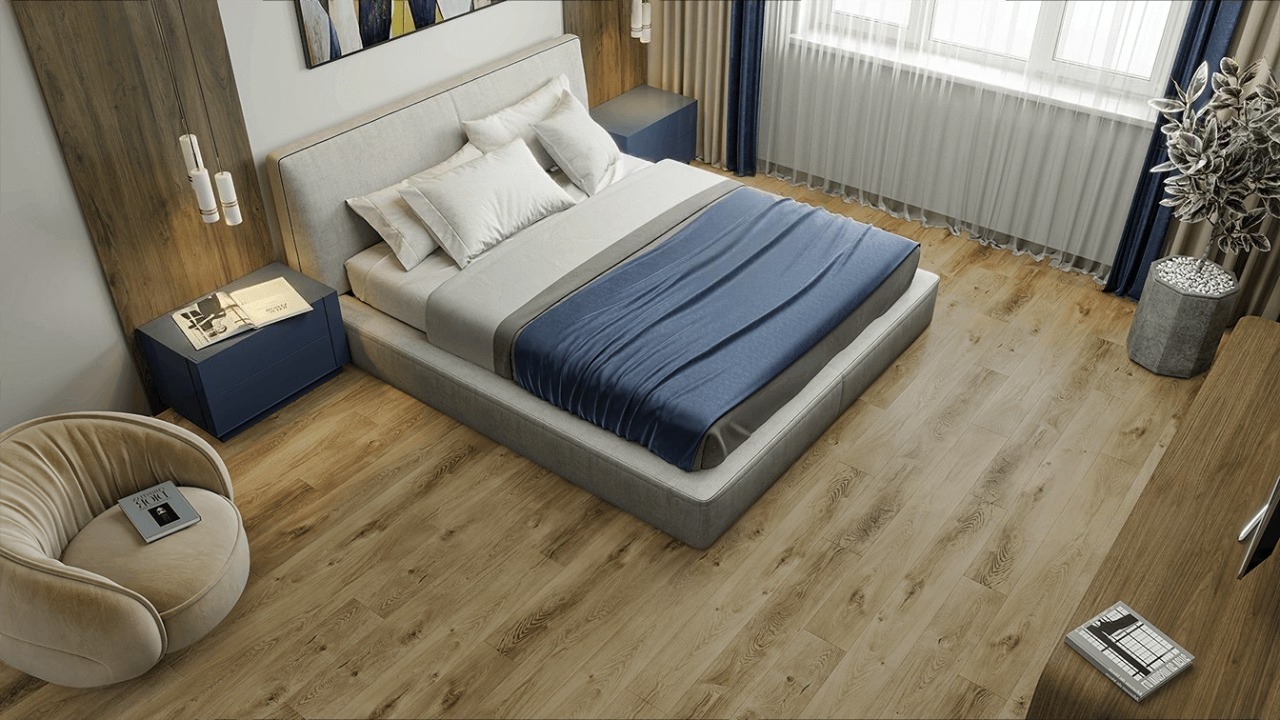 Кварцвиниловая плитка Alpine Floor клеевая Liberty Loose Lay Дуб Натуральный Отбеленный ECO 23-3 1227×187×5 фото в интерьере